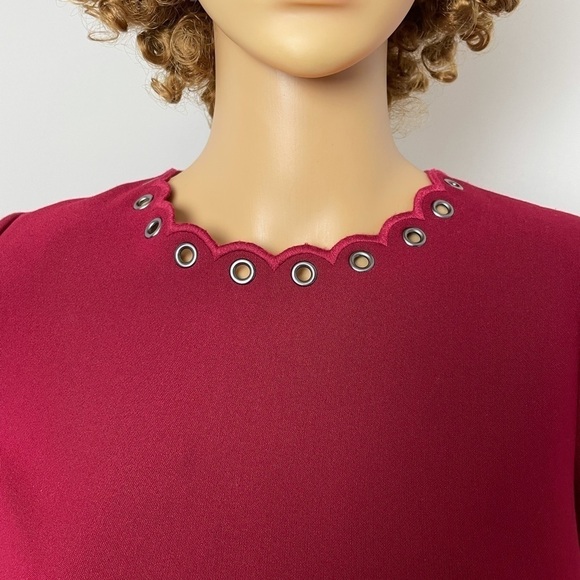 Kate Spade Burgundy Shift Dress – Scalloped Detail, Size 2 (Fits Small) - Picture 3 of 13